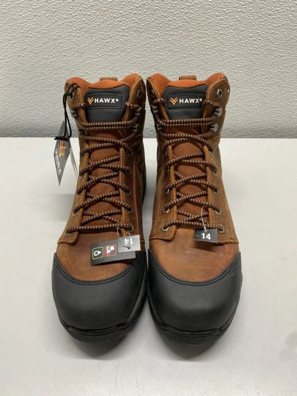 Hawx Mens 6" Lace-Up Waterproof Work Leather Boots Composite Toe Size 14 D Brown